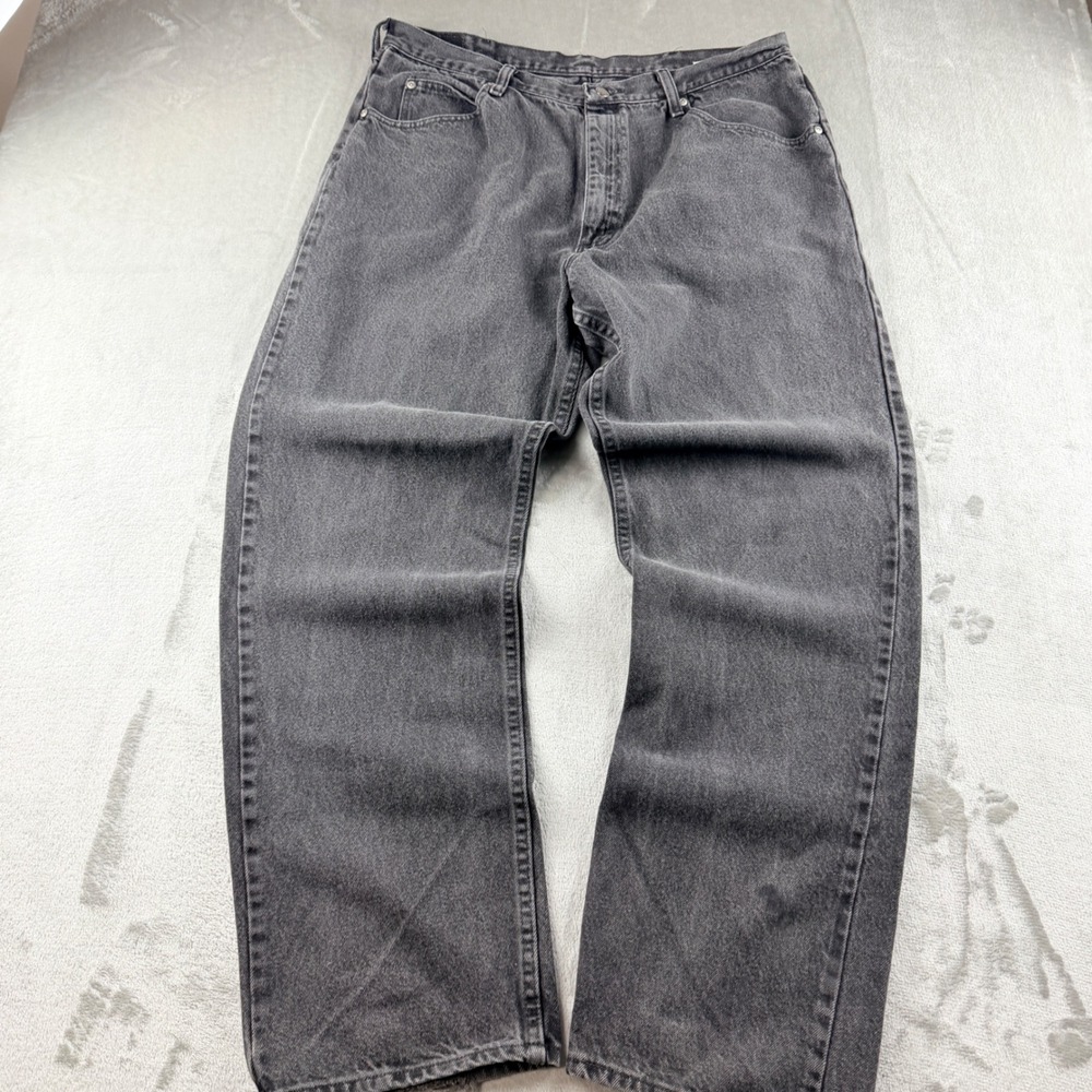 Wrangler Men's 38x34 Relaxed Fit Gray Black Denim Jeans 97601CB